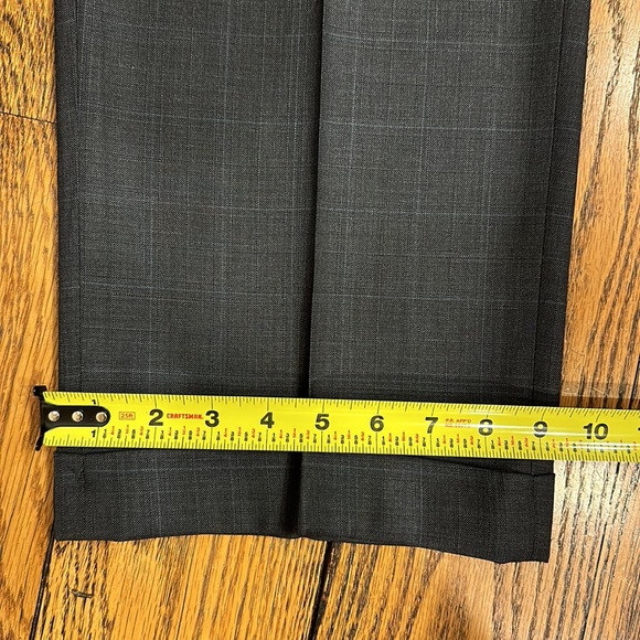 CUSTOM PETER MILLAR MENS 2 BUTTON WOOL GRAY/BLUE SUIT WITH PLEATED CUFFED PANTS - Picture 15 of 16